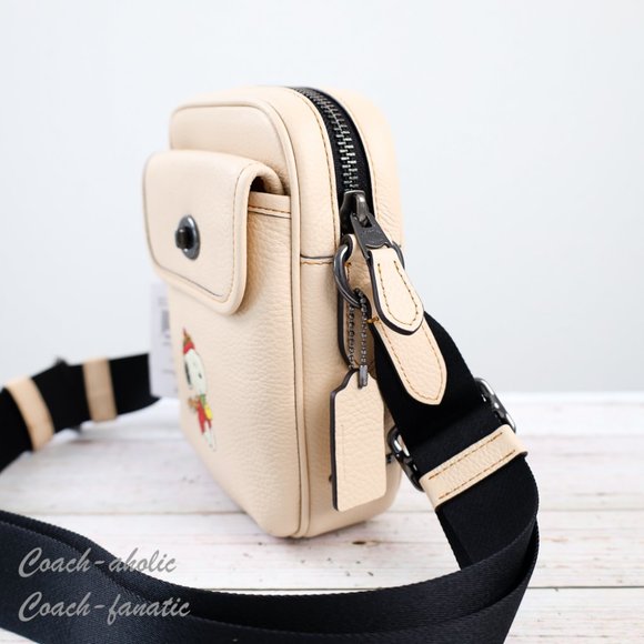 NWT Coach CE613 Coach X Peanuts Heritage Crossbody With Snoopy Motif in Ivory - Picture 6 of 12